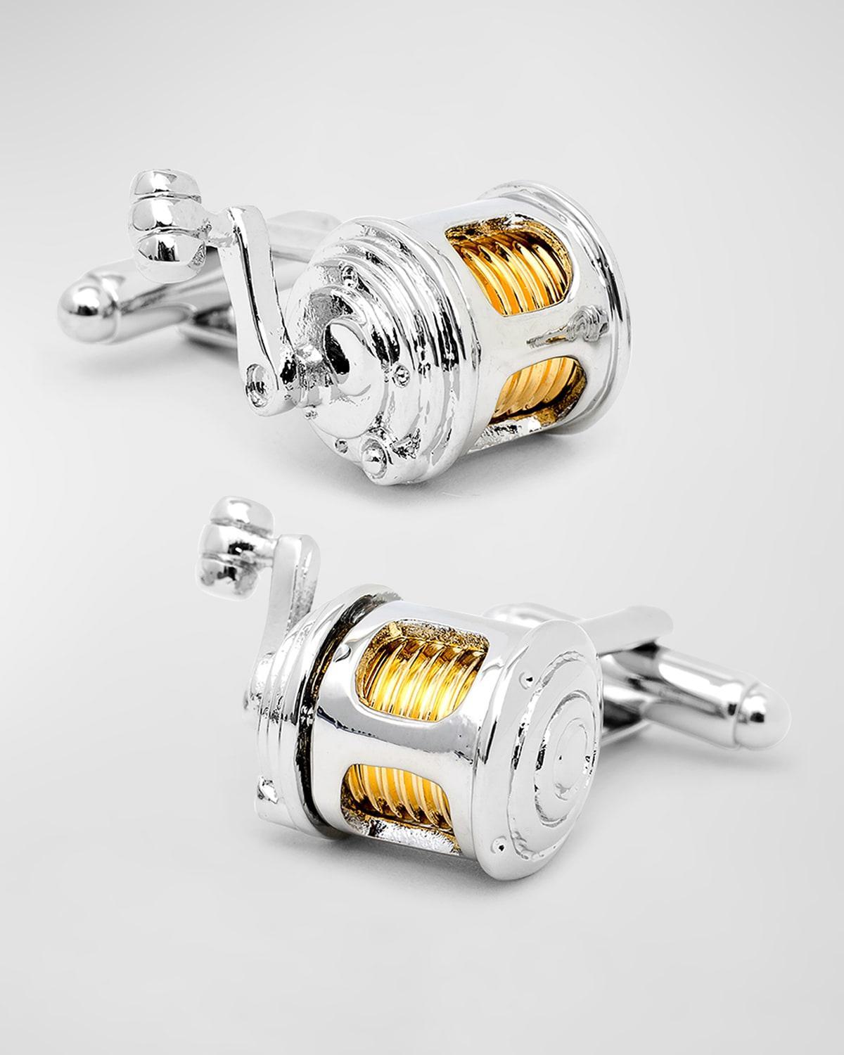 Mens Two-Tone Fishing Reel Cufflinks Product Image