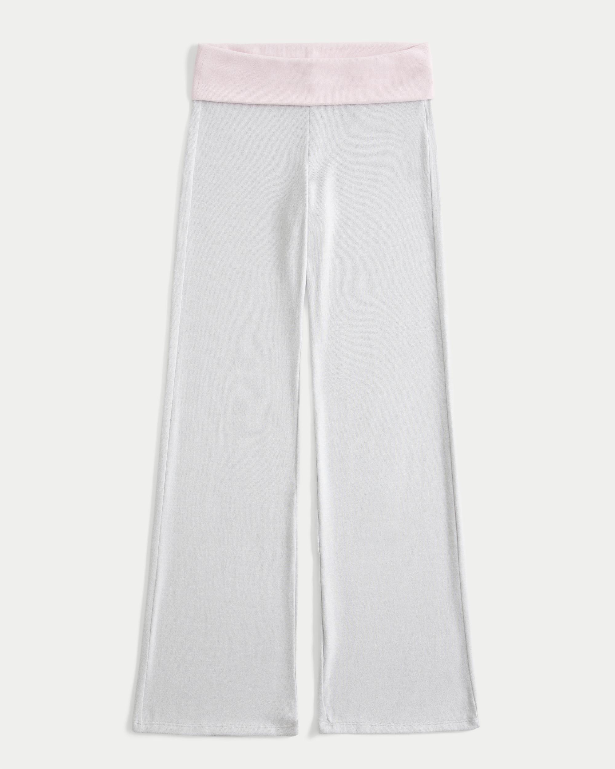 Foldover Waist Knit Flare Pants Product Image