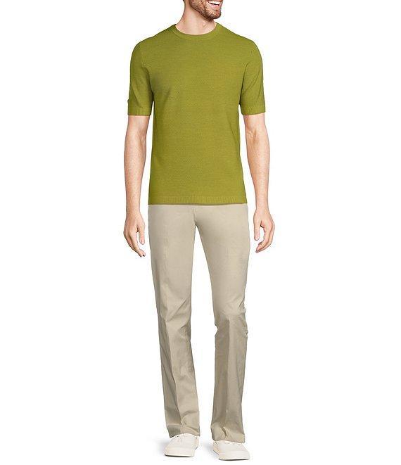 Murano Solid Textured Short Sleeve Crew Sweater Product Image