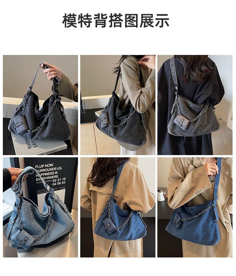 Set: Denim Crossbody Bag + Pouch Product Image