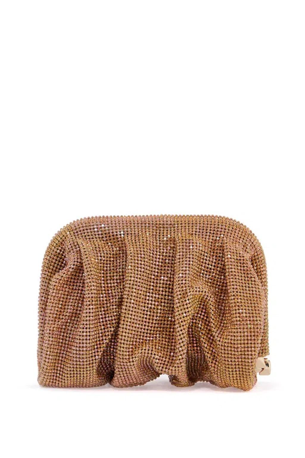 BENEDETTA BRUZZICHES La Petite Handbag In Gold Strass Mesh From The Venus Collection Product Image