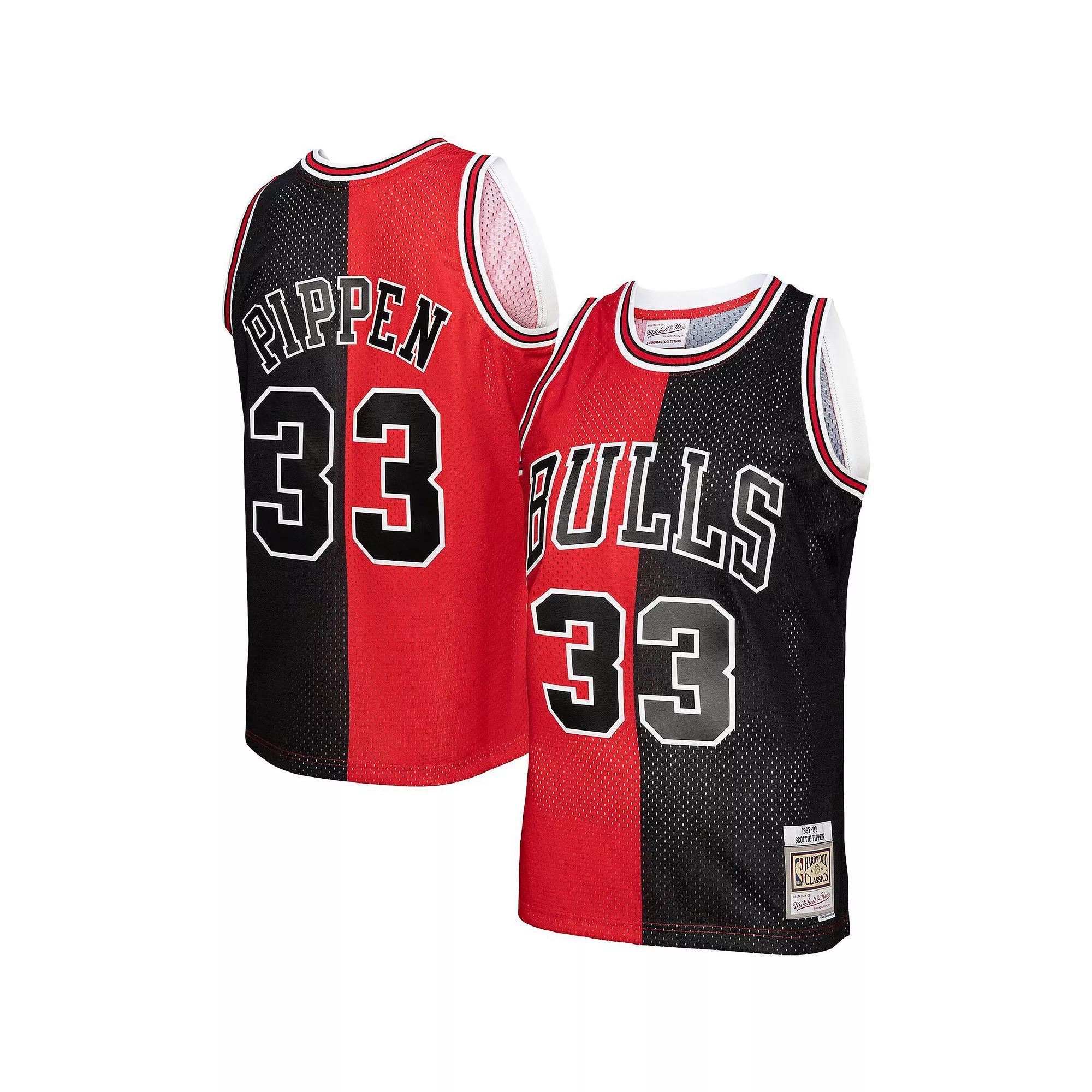 Men's Mitchell & Ness Scottie Pippen Red/Black Chicago Bulls Big & Tall Hardwood Classics 1997/98 Split Swingman Jersey,  Product Image