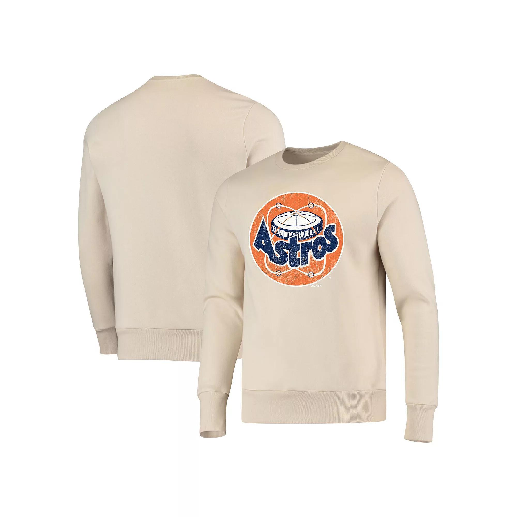 Men's Majestic Threads Oatmeal Houston Astros Fleece Pullover Sweatshirt, Size: XL, Team Product Image