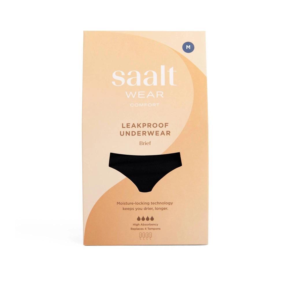 Saalt Heavy Absorbency Briefs Super Soft Modal Comfort Leak Proof Womens Period Underwear - Volcanic Black Product Image