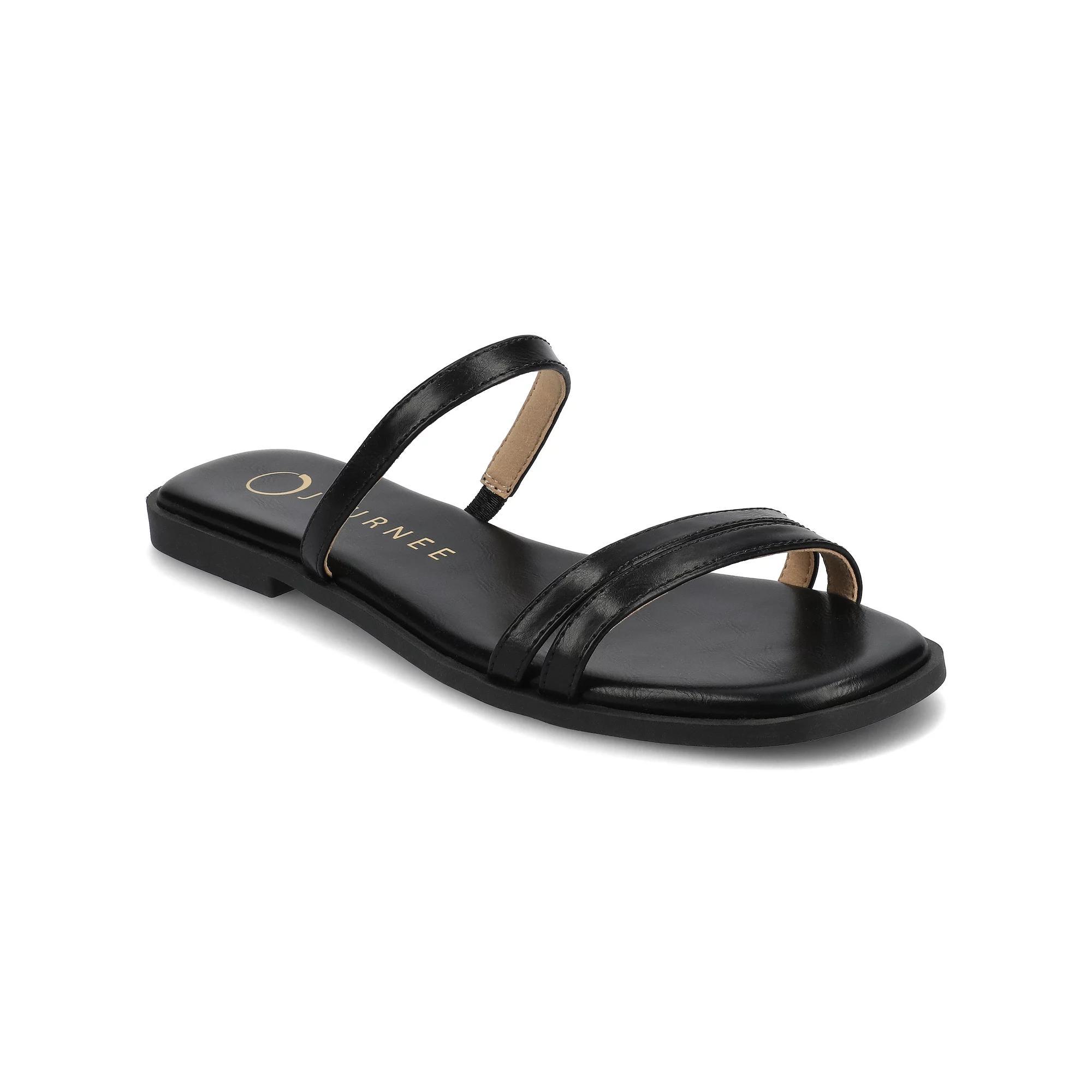 Journee Women's Multi Strap Slide On Flat Sandals, Size: 8, Black Product Image