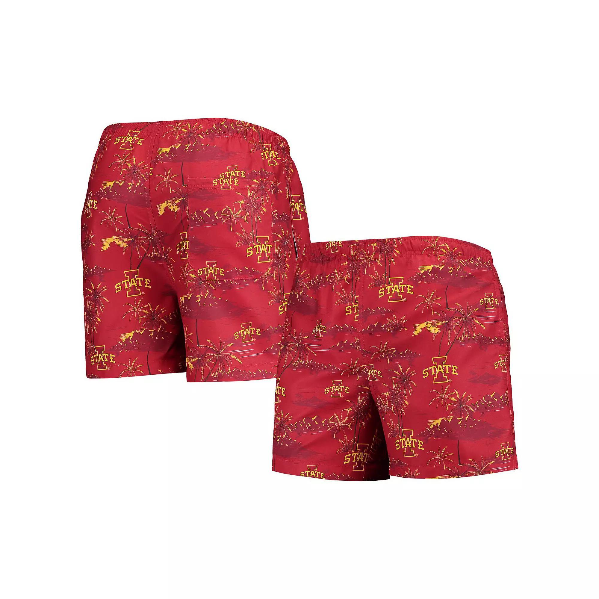 Men's FOCO Cardinal Iowa State Cyclones Island Palm Swim Trunks,  Product Image