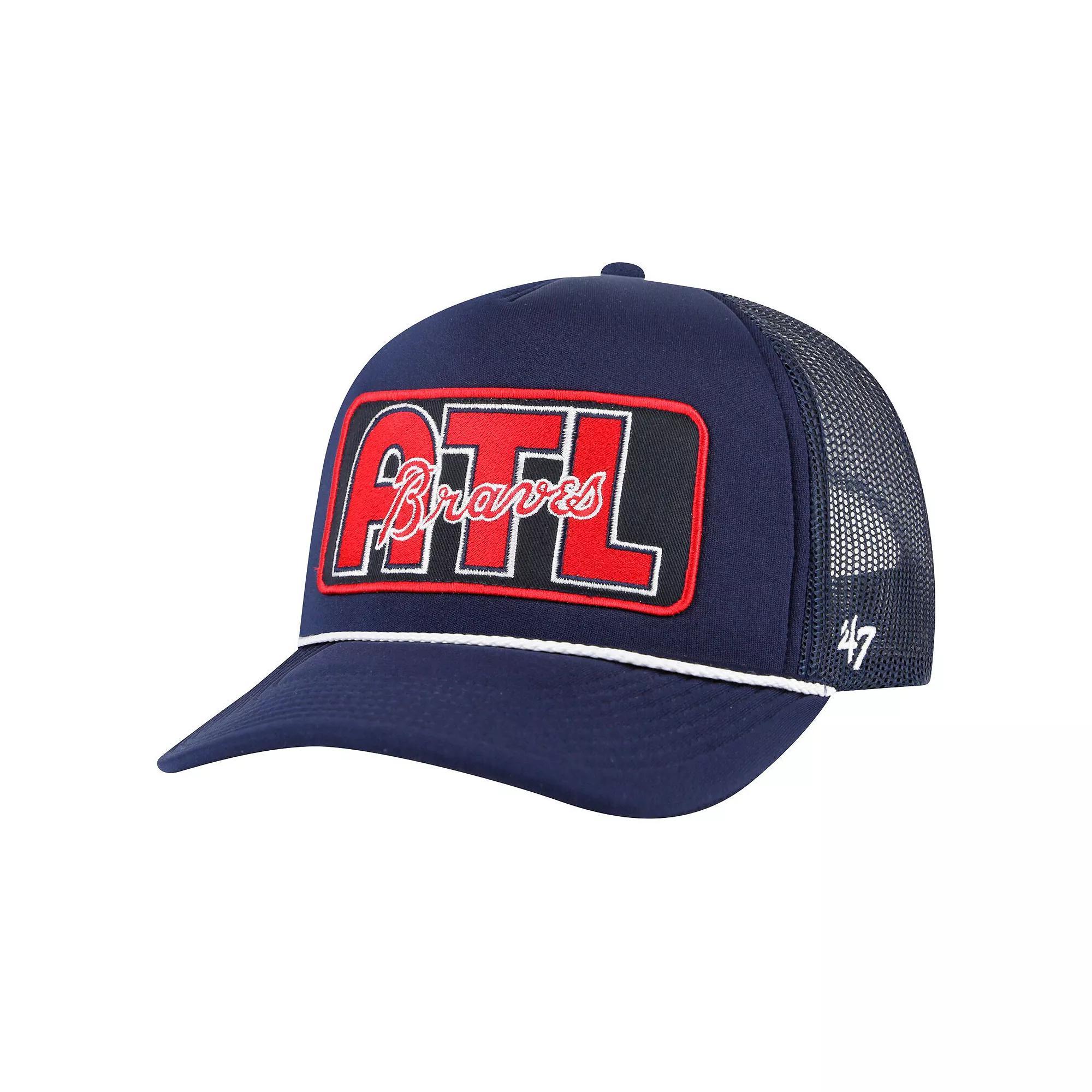 Men's '47 Navy Atlanta Braves Local Patch Foam Front Trucker Adjustable Hat, Blue Product Image