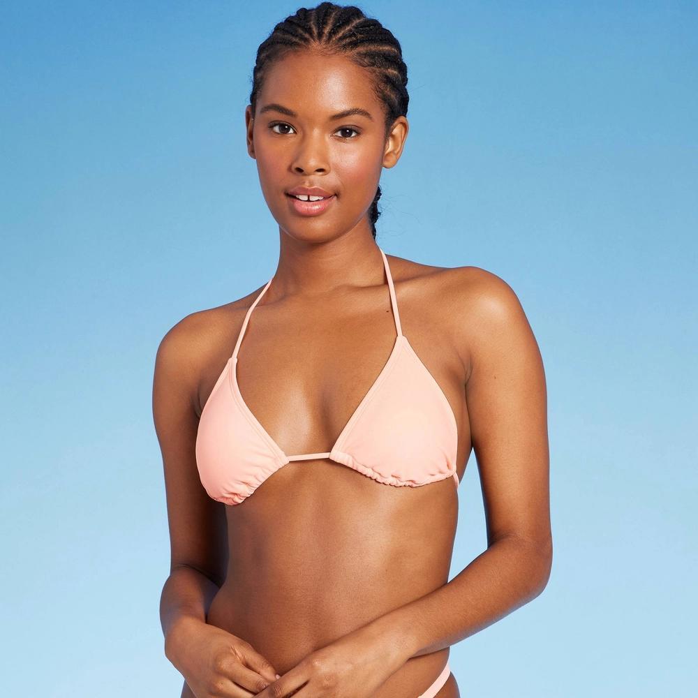 Women's Thin Strap Triangle Bikini Top - Wild Fable™ Peach XS Product Image