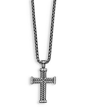 Mens Chevron Cross Pendant in Silver with Diamonds, 33.5mm Product Image