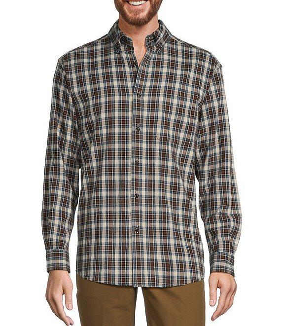 Roundtree & Yorke Long Sleeve Small Plaid Portuguese Flannel Sport Shirt Product Image
