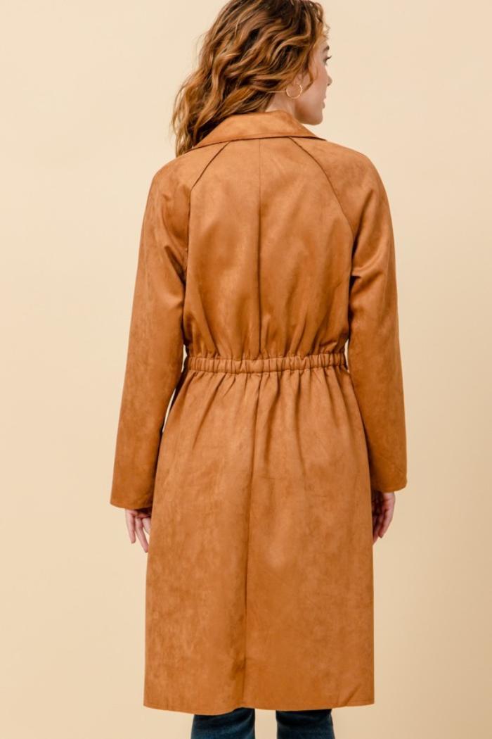 Suede Camel Trench Coat Product Image