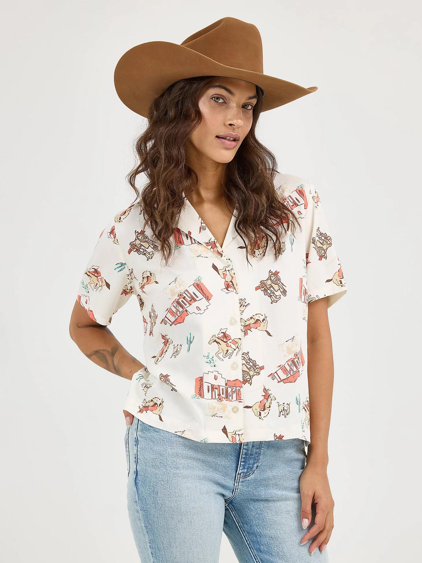 Women's Wrangler Retro® Cowgirl Camp Shirt in Scattered Town Product Image