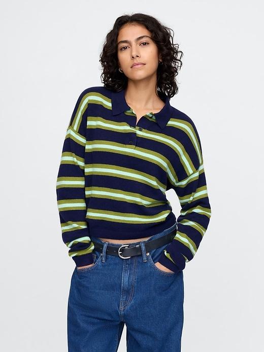 CashSoft Relaxed Polo Sweater Product Image