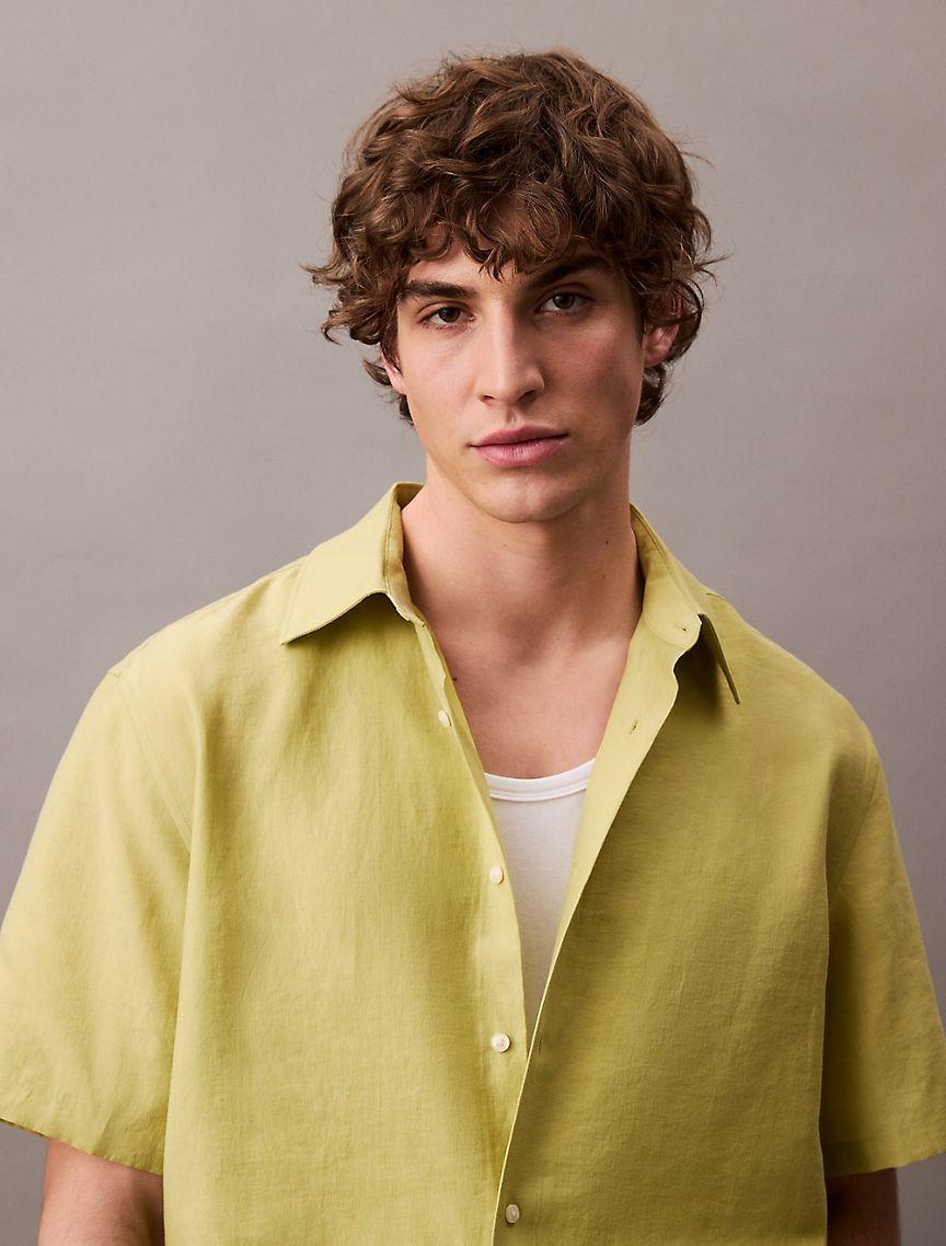 Lyocell Blend Relaxed Button-Down Shirt Product Image