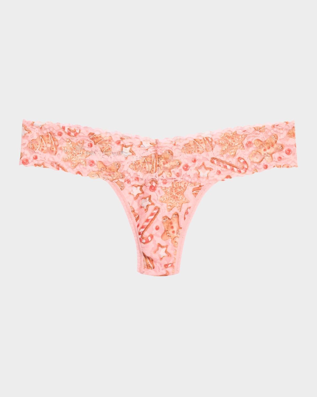 Signature Lace Low Rise Printed Thong Product Image