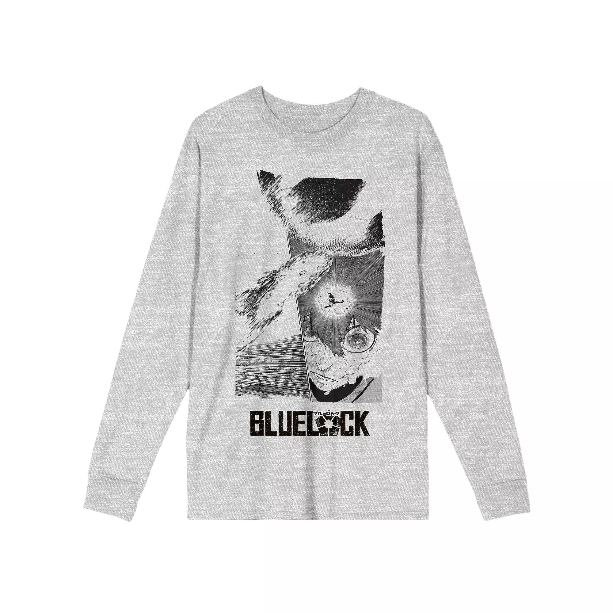 Men's Blue Lock Manga Isagi Vision Long Sleeve Tee, Size: XXL, Gray Product Image