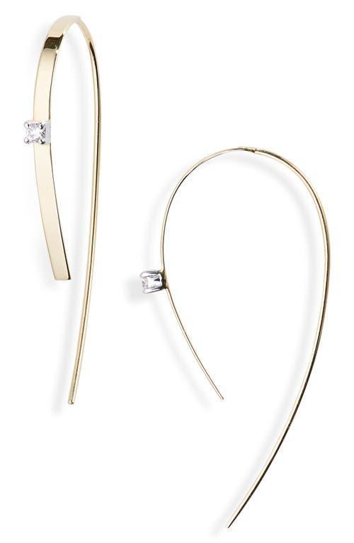 Small Flat Forward Facing Hooked On Hoop Earrings with Diamonds Product Image