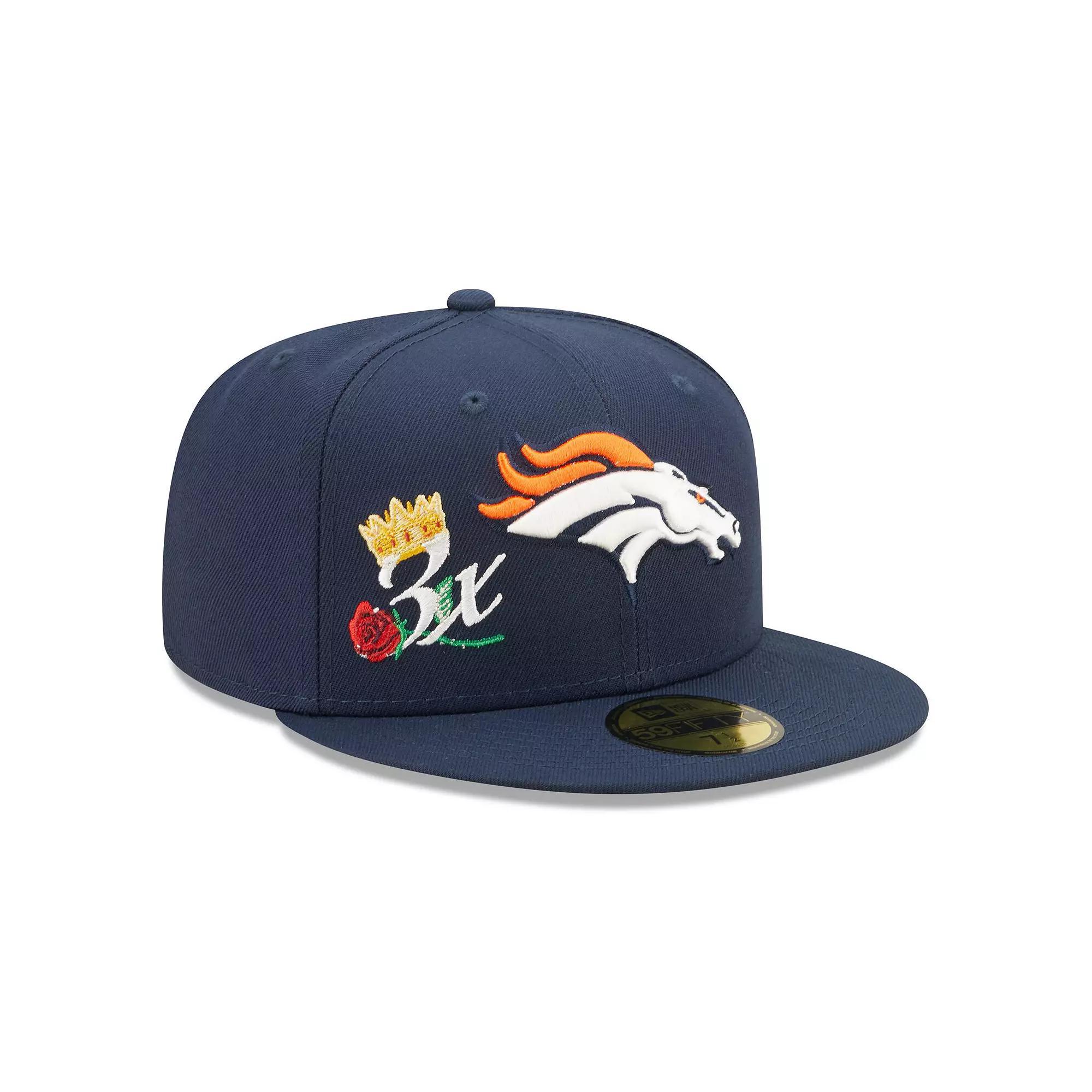 Men's New Era Navy Denver Broncos Crown 3x Super Bowl Champions 59FIFTY Fitted Hat, Size: 7 7/8, Blue Product Image