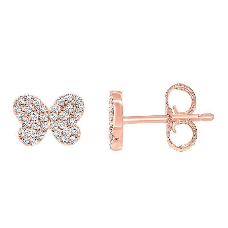 Sterling Silver 1/5 Carat T.W. Diamond Butterfly Stud Earrings, Womens, Gold Tone Product Image