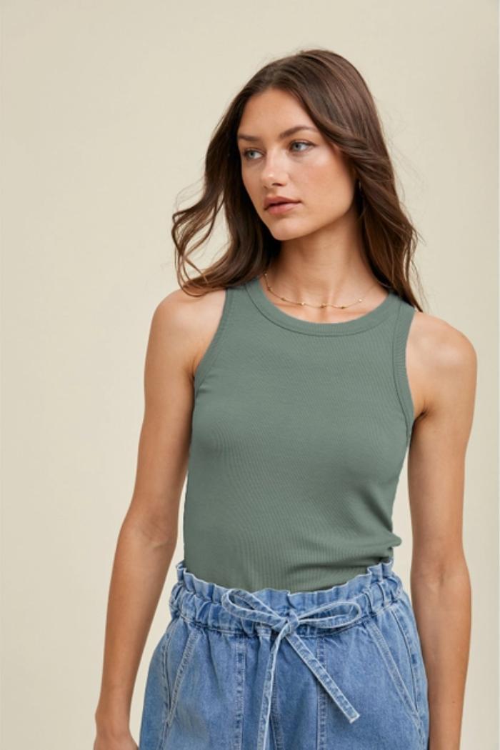 Ribbed Knit Crop Tank Top Product Image