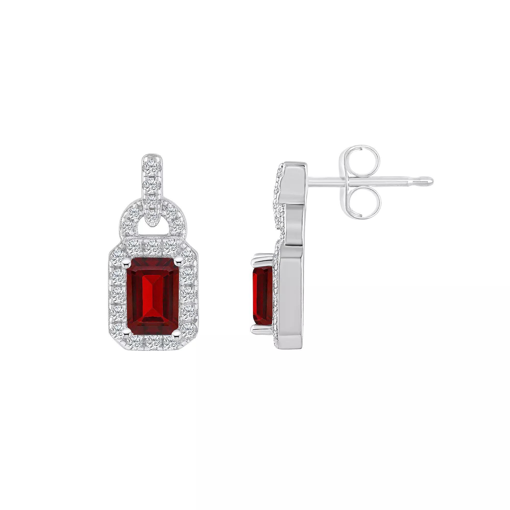 Celebration Gems Sterling Silver Garnet & White Topaz Accent Drop Earrings, Women's Product Image