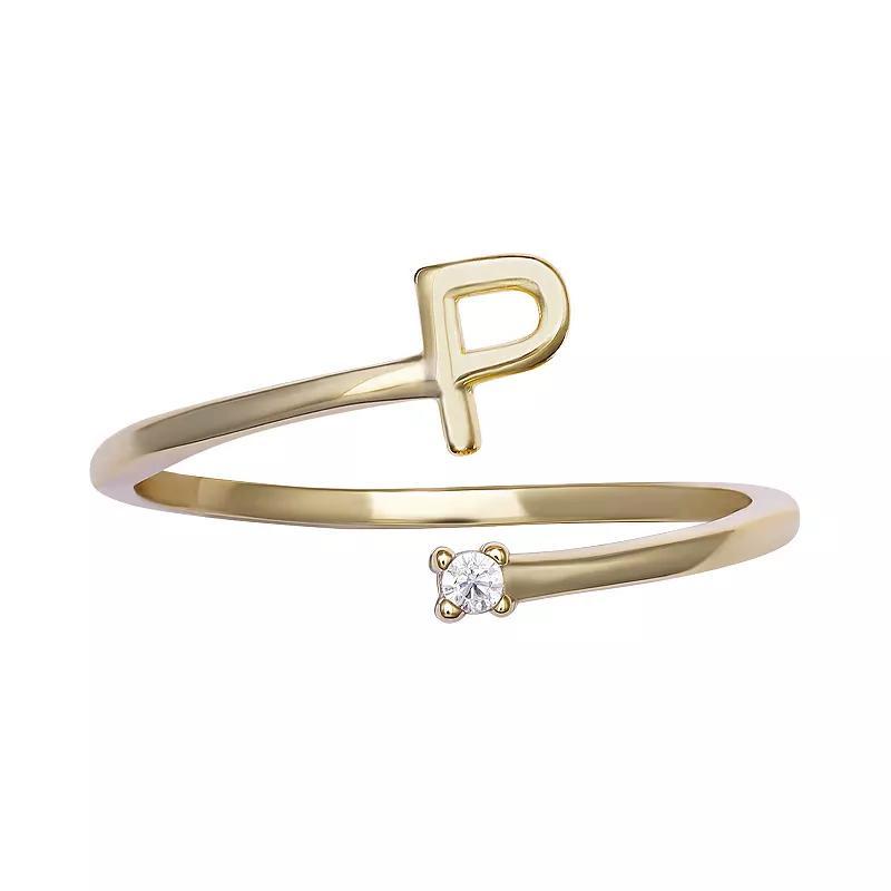 PRIMROSE Sterling Silver Cubic Zirconia Initial Bypass Band Ring, Womens Gold Tone K Product Image
