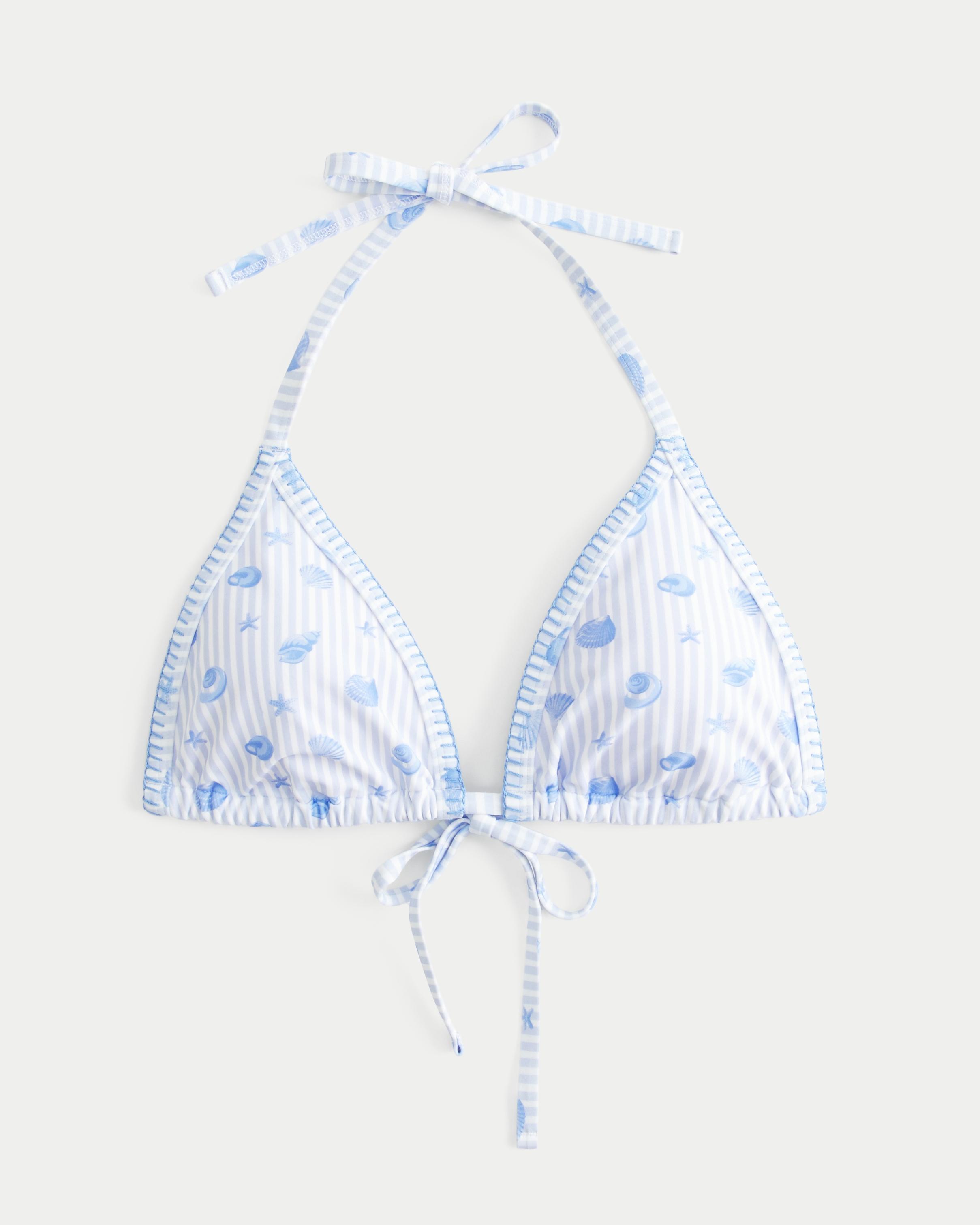 Embroidered Stitch Triangle Bikini Top Product Image