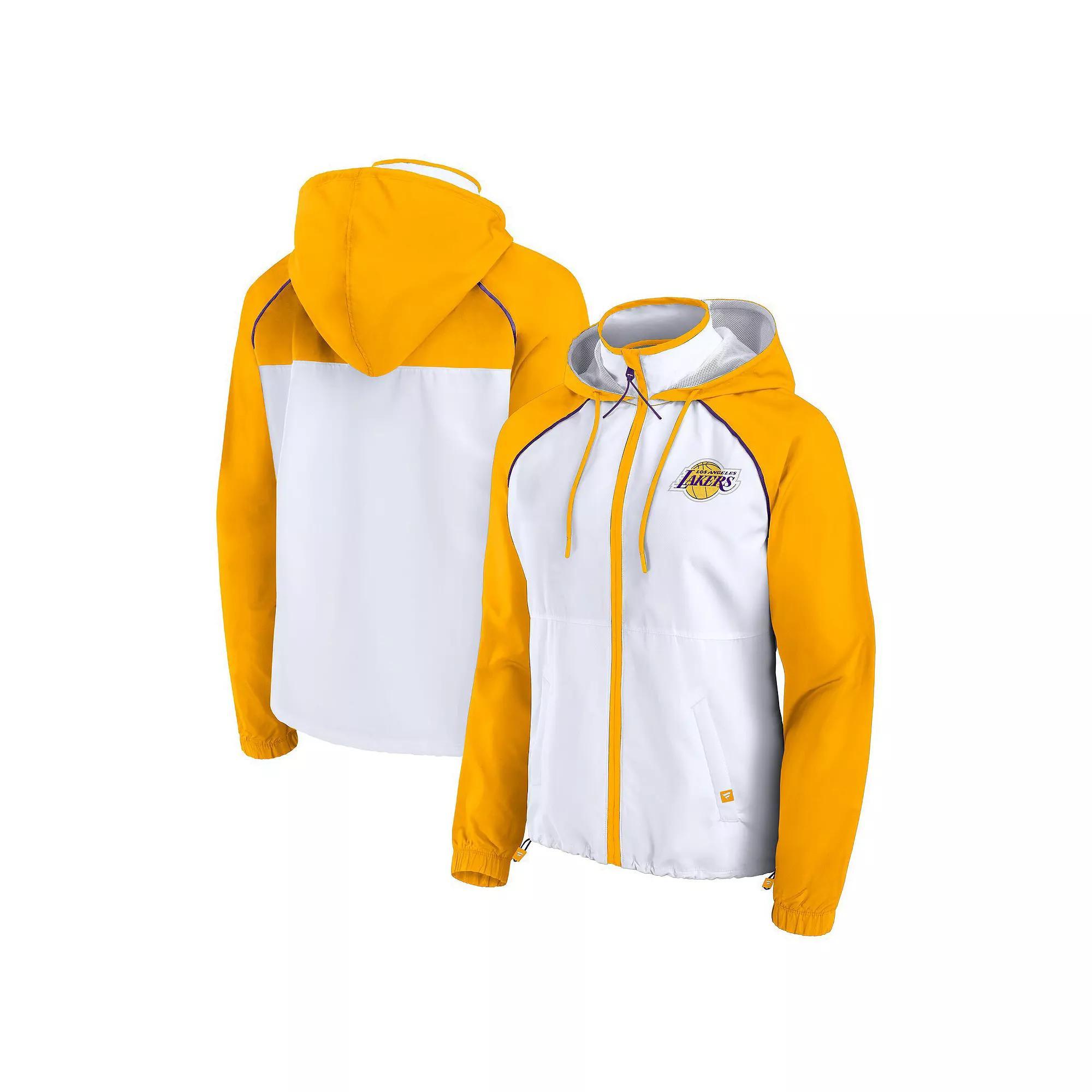 Women's Fanatics White/Gold Los Angeles Lakers Anorak Raglan Full-Zip Hoodie Jacket, Size: Small Product Image