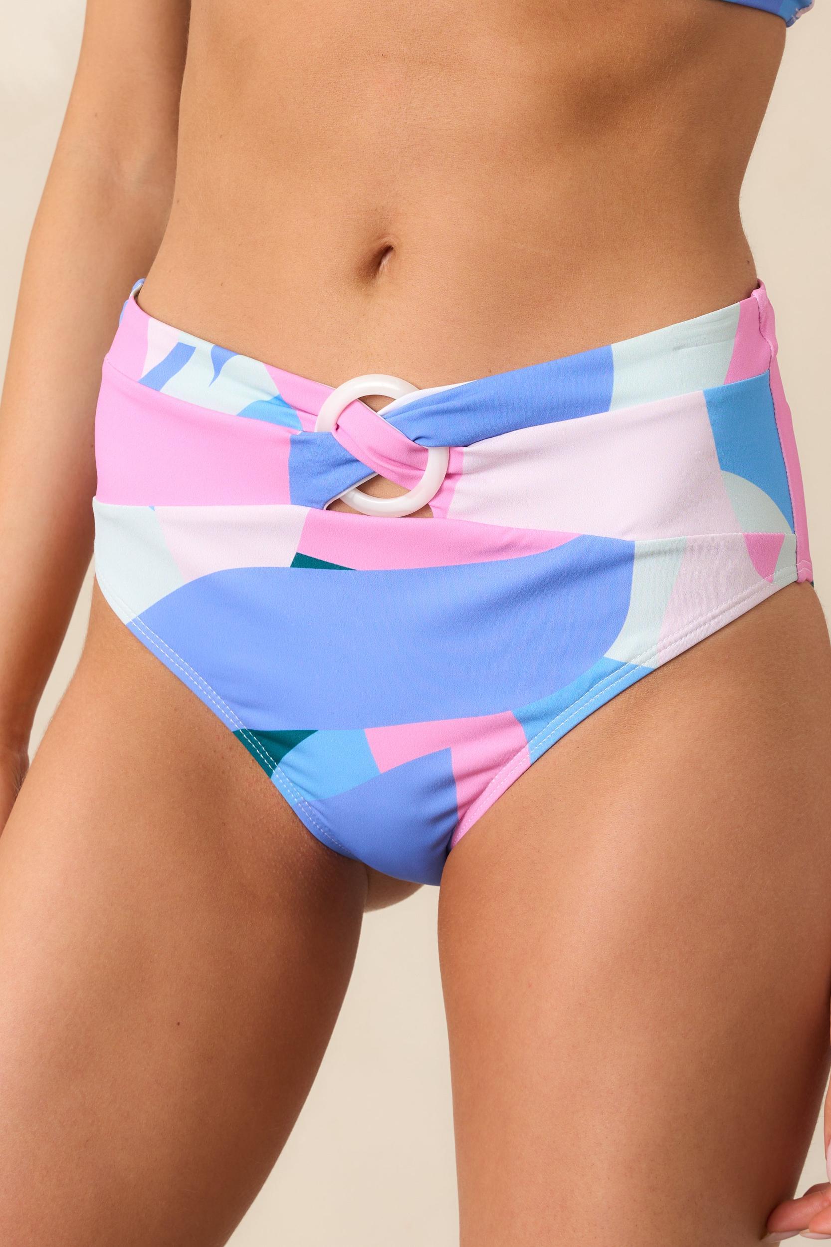 Sunset Sail Pink Multi Abstract Print Bikini Bottom Product Image