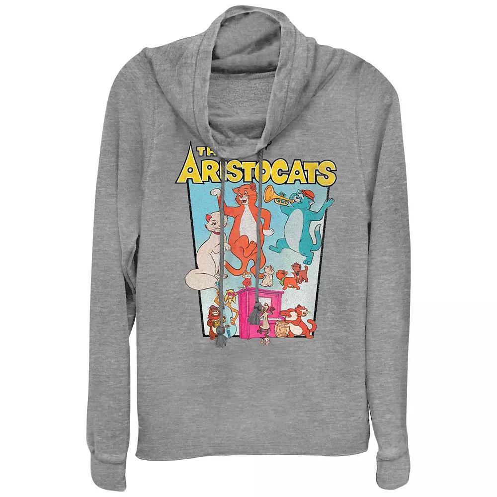 Disney's The Aristocats Vintage Movie Poster Women's Cowlneck Graphic Lightweight Long Sleeve,  Product Image