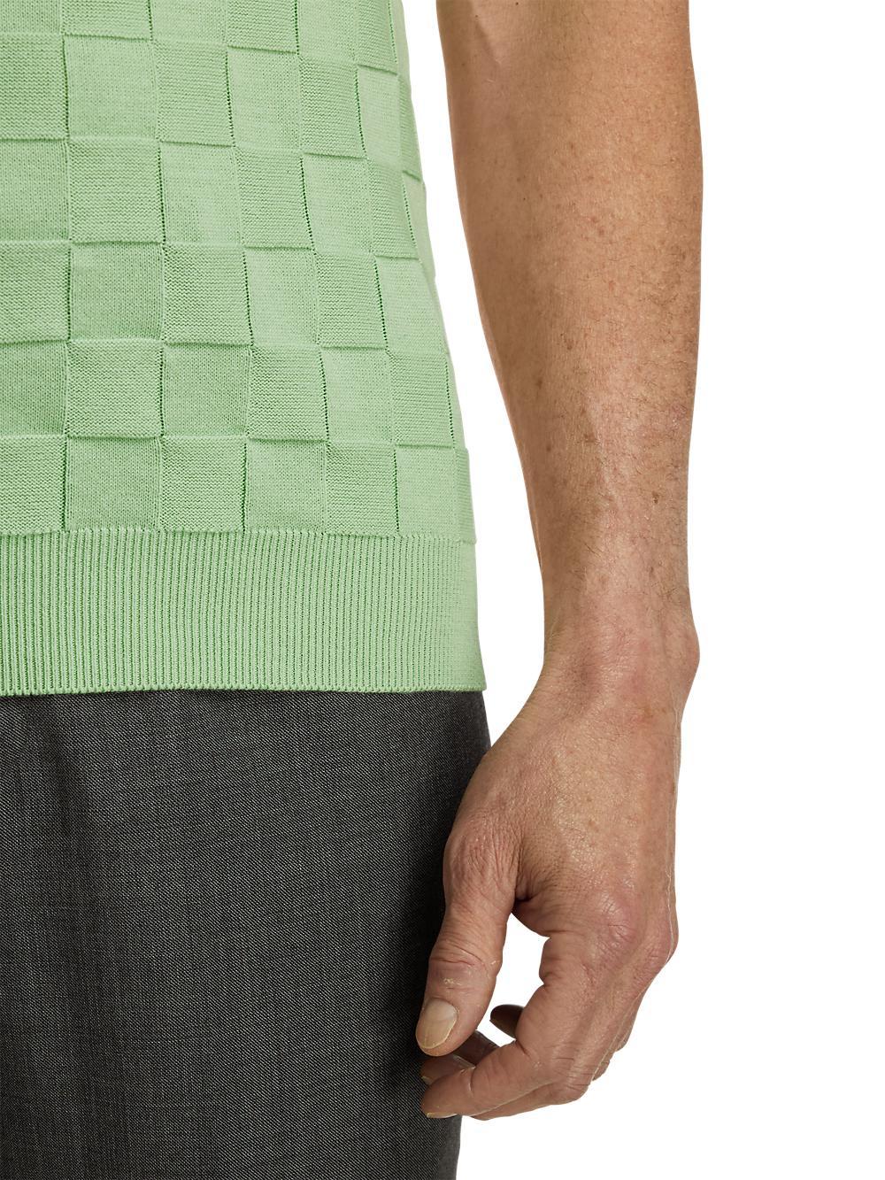 Cotton Three Button Camp Collar Sweater - Green Product Image