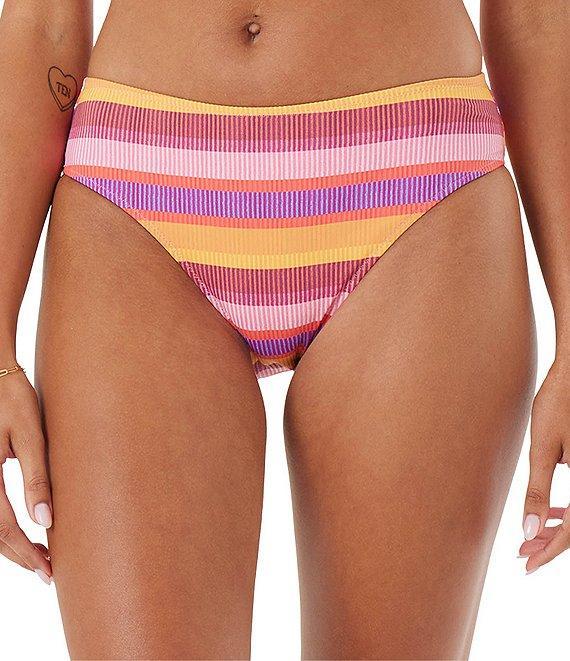 Roxy Coastal Current Rainbow Summer Stripes Low Waist Hipster Swim Bottom Product Image