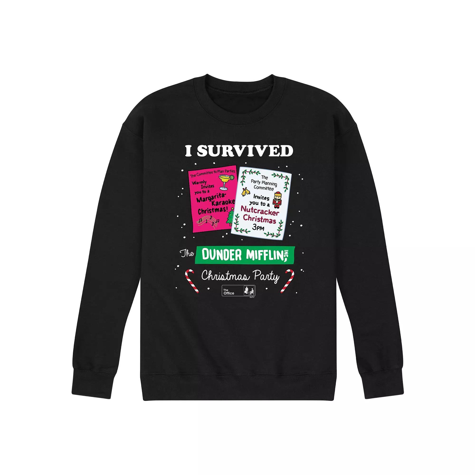 Men's The Office Survived Dunder Mifflin Christmas Sweatshirt, Size: Medium, Black Product Image