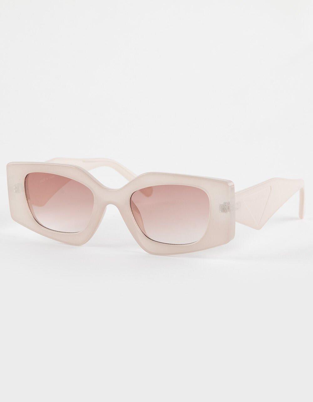 RSQ Translucent Rectangle Sunglasses - PINK Product Image