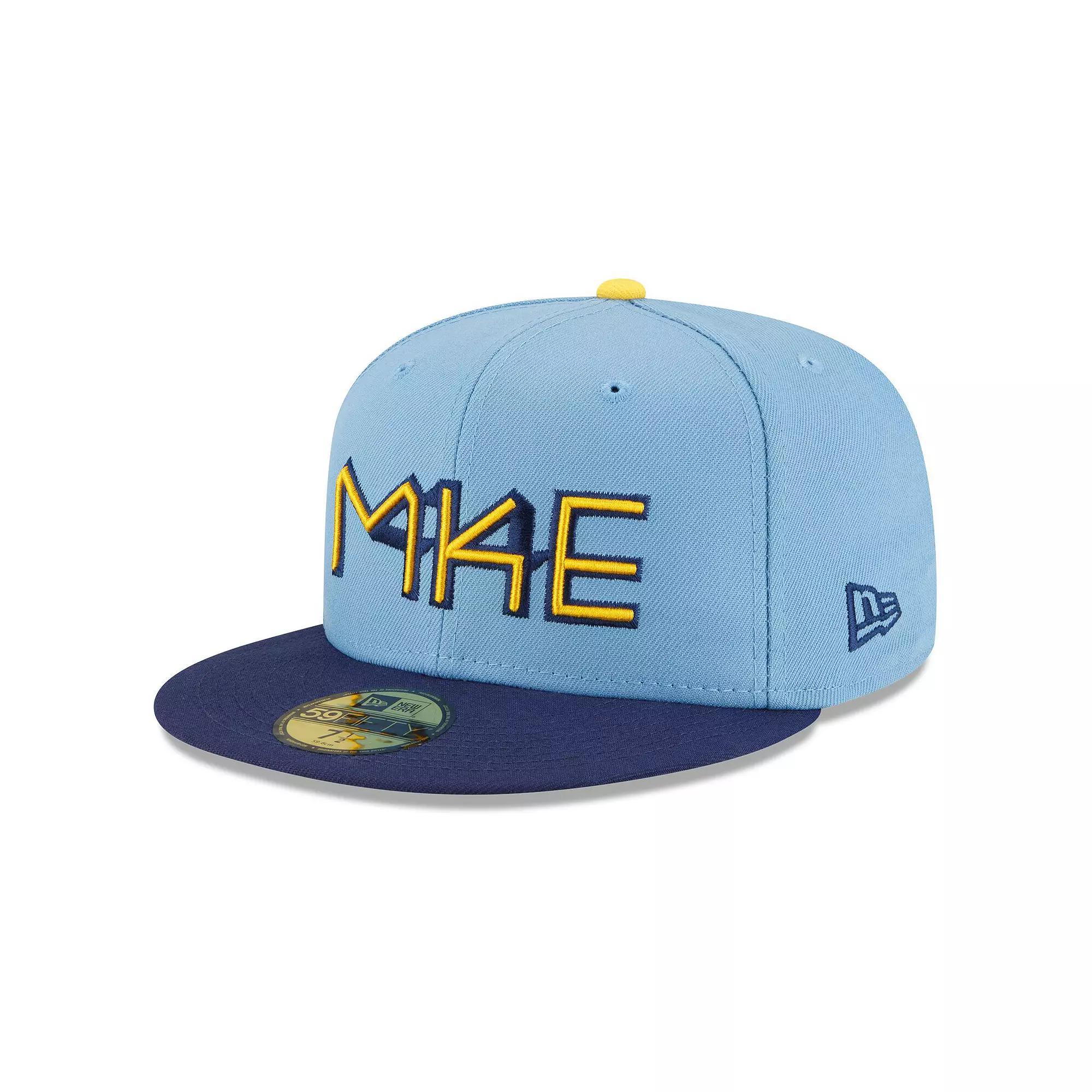 Men's New Era Powder Blue Milwaukee Brewers 2022 City Connect 59FIFTY Fitted Hat,  Product Image