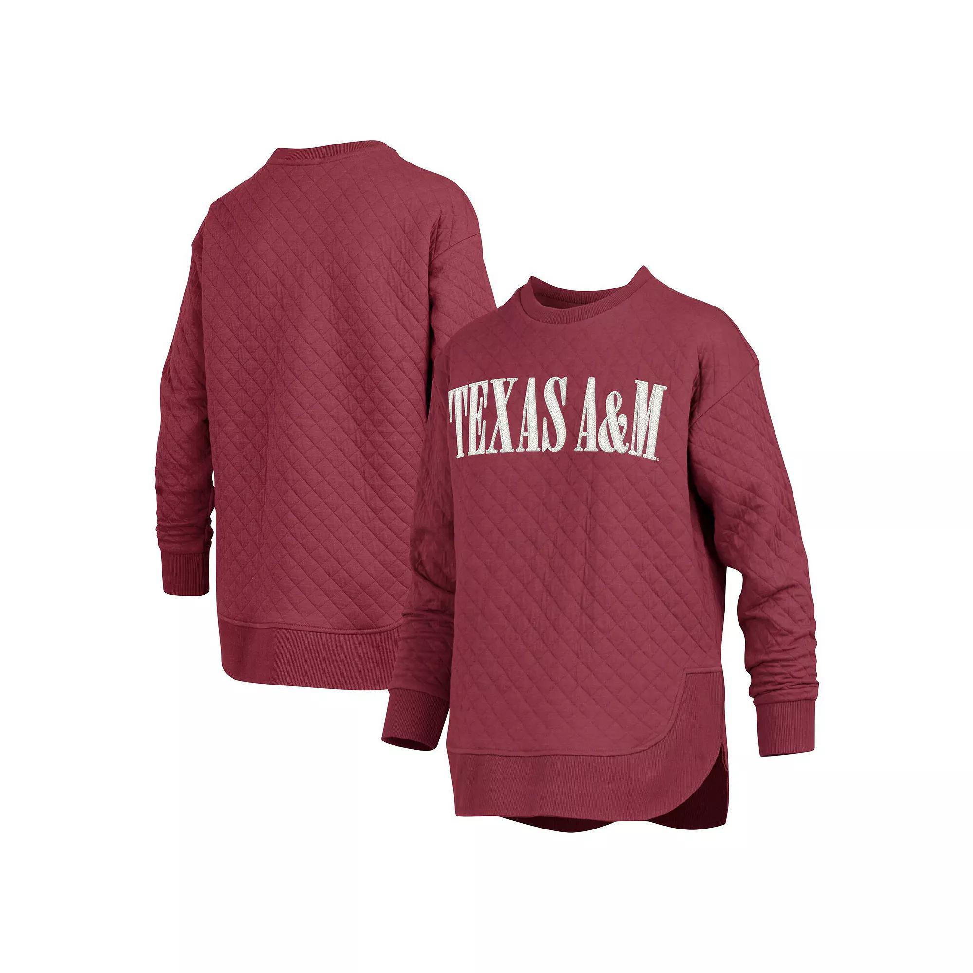 Women's Pressbox Maroon Texas A&M Aggies Quilted Long Sleeve Pullover Sweatshirt,  Product Image