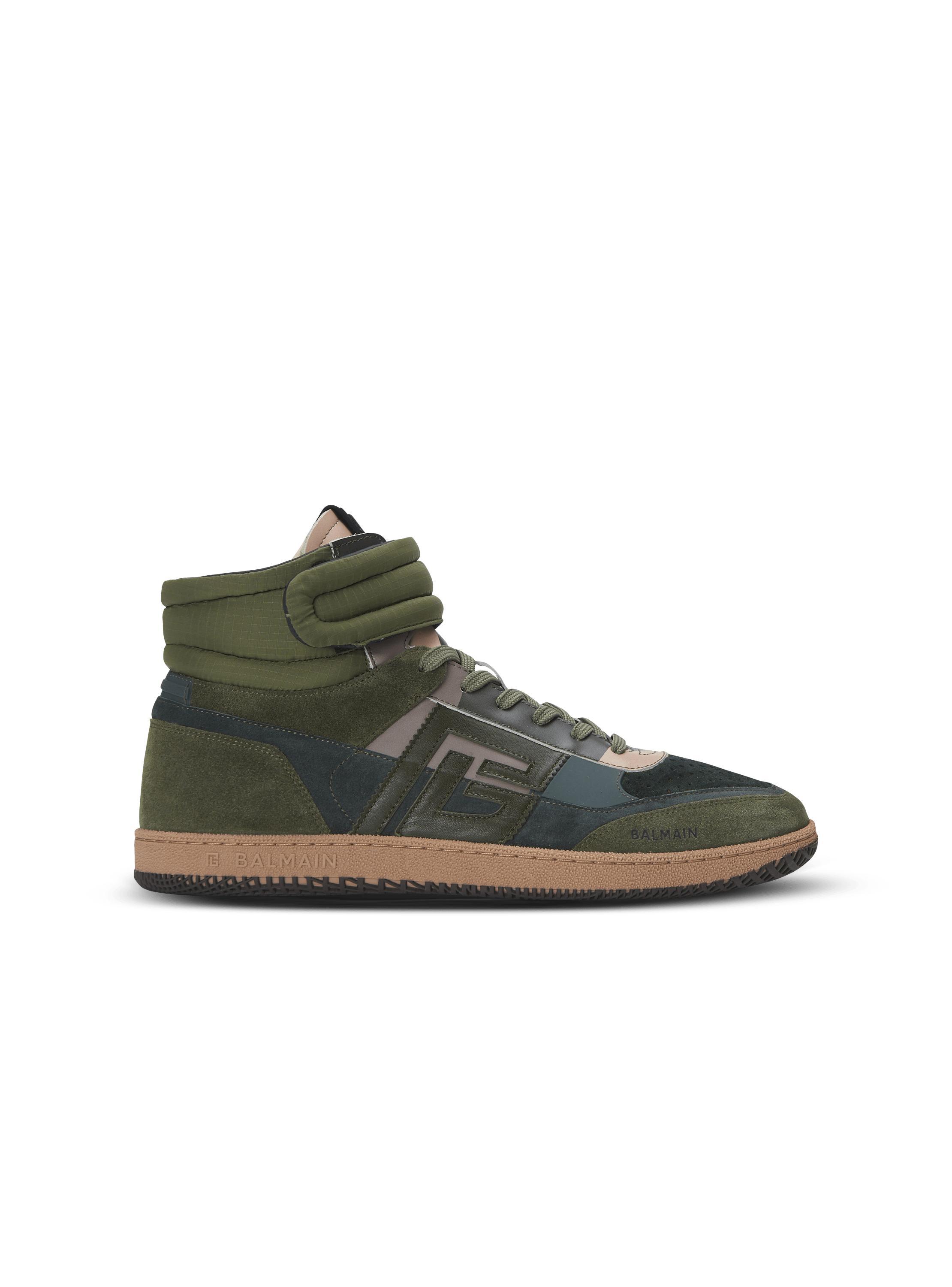 Balmain Swan Mid-Top trainers in calfskin and suede Product Image