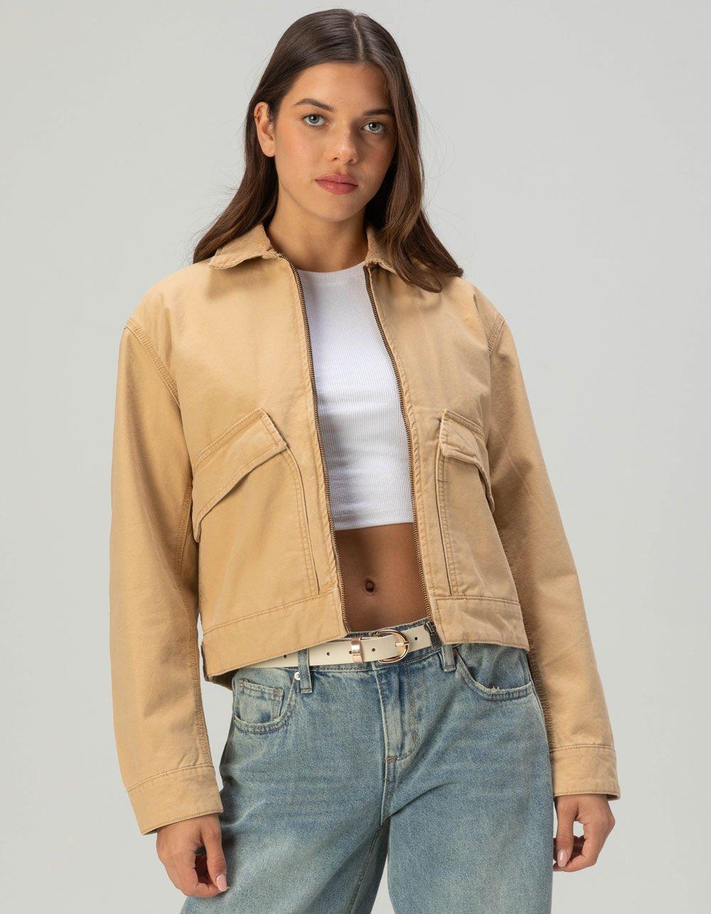 TIMBERLAND Strafford Quilted Washed Canvas Womens Jacket - KHAKI Product Image