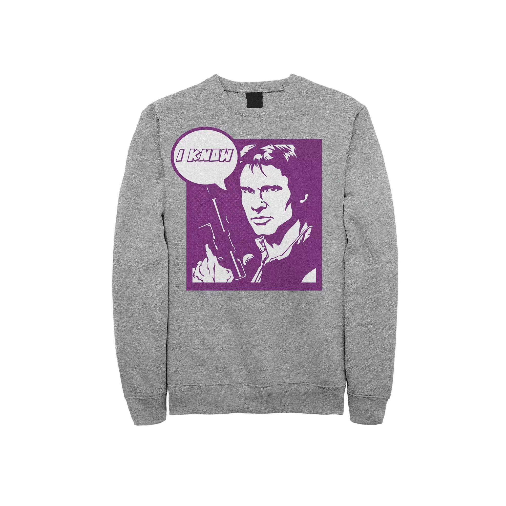Men's Star Wars Han Solo "I Know" Sweatshirt, Size: Large, Athletic Grey Product Image