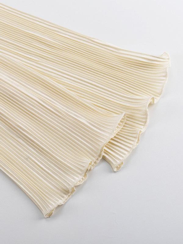 Long Sleeves Loose Lace-Up Pleated Solid Color Split-Joint Deep V-Neck Blouses&Shirts Tops Product Image