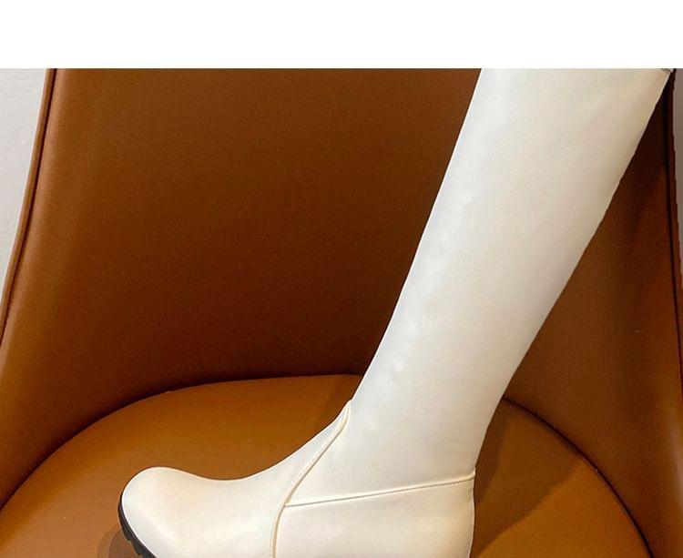 Fluffy Trim Wedge Over-The-Knee Boots Product Image