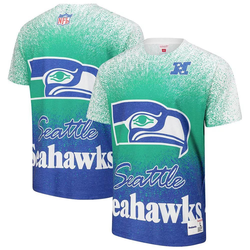 Men's Mitchell & Ness  White Seattle Seahawks Team Burst Vintage Logo T-Shirt, Size: Small Product Image
