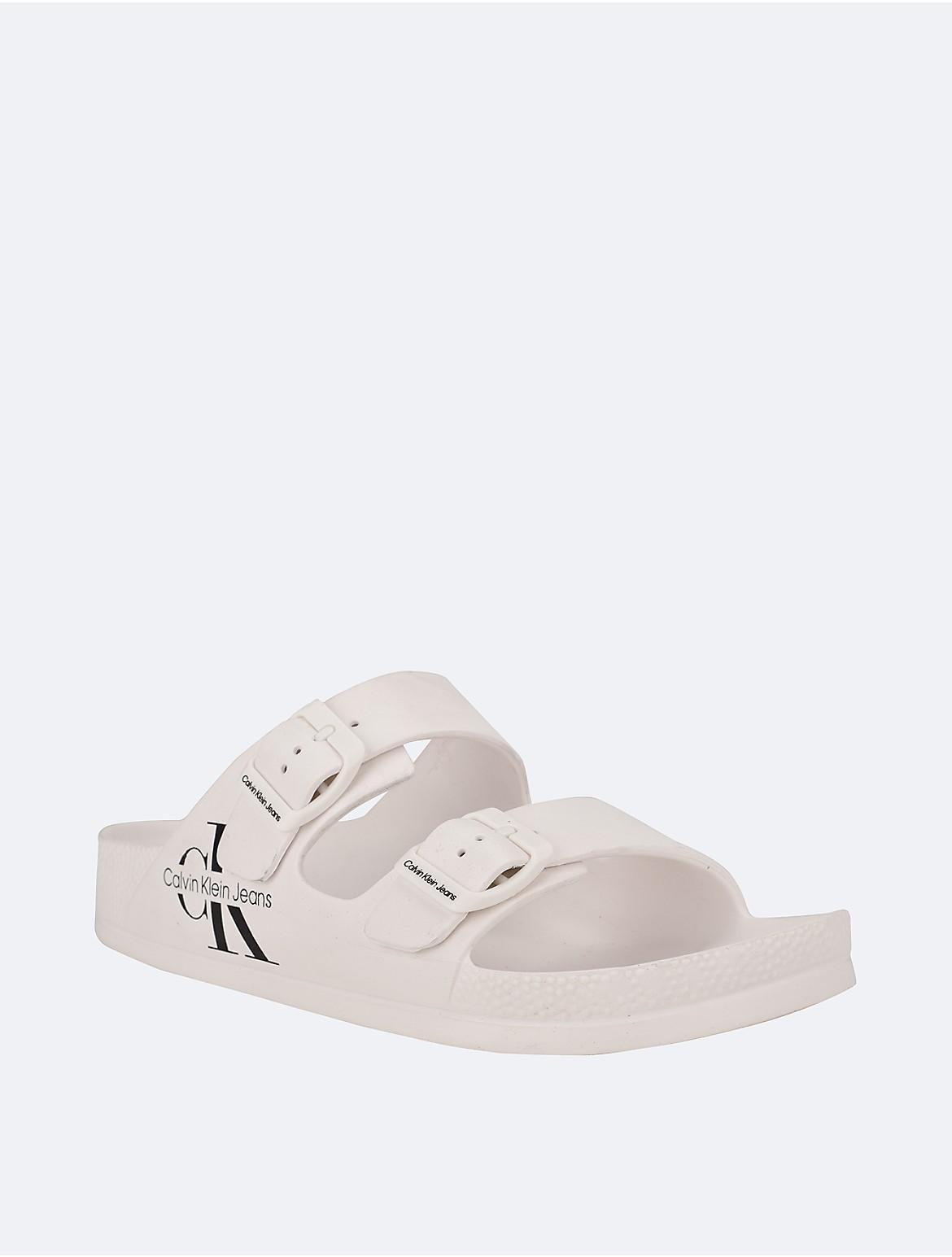 Calvin Klein Mens Mens Zion Double Strap Slide Sandal - White - 12 Product Image