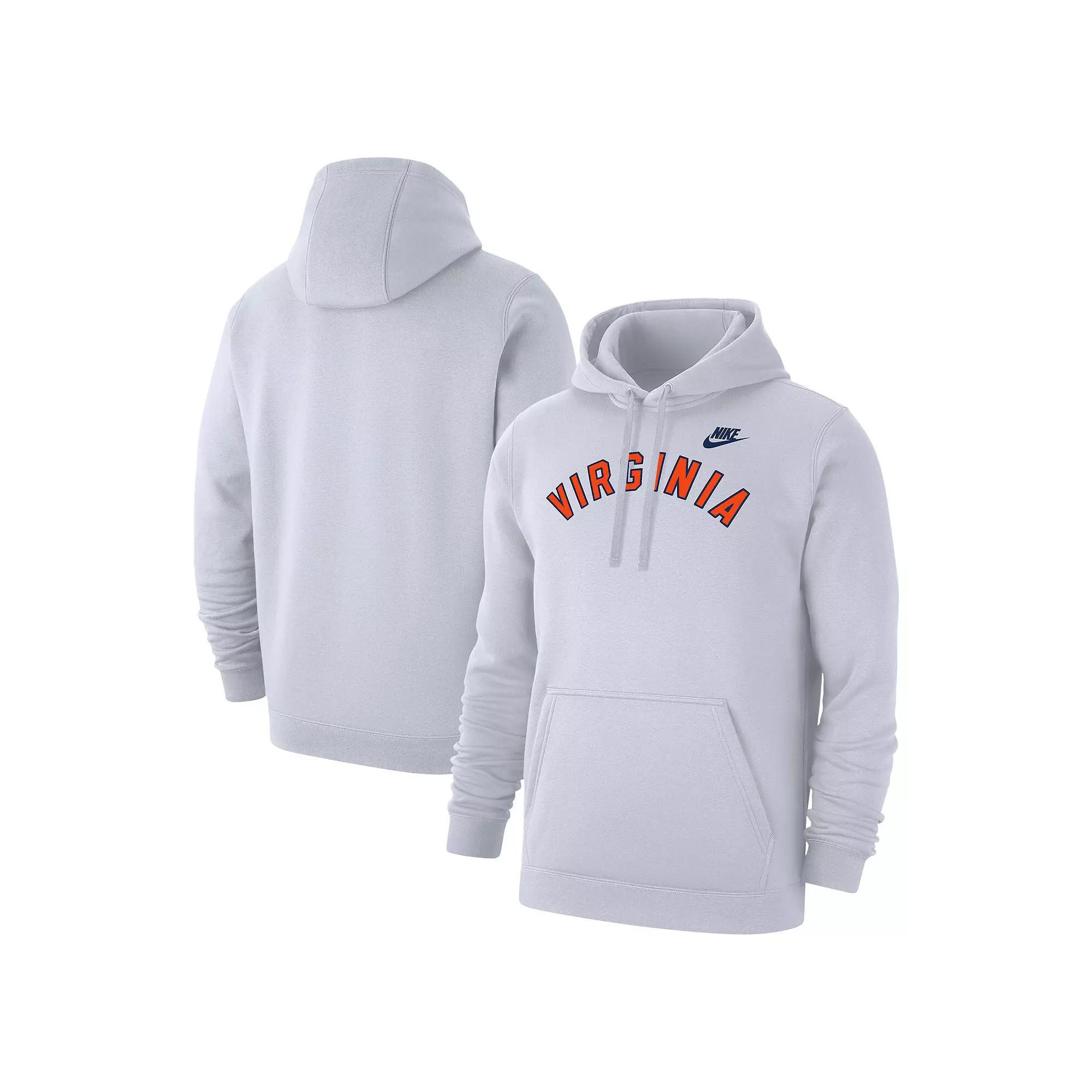 Men's Nike White Virginia Cavaliers Vintage Arch Block Wordmark Club Fleece Pullover Hoodie,  Product Image
