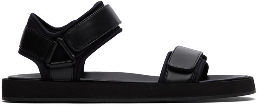 THE ROW Hook And Loop Nappa-leather Sandals In Black Product Image