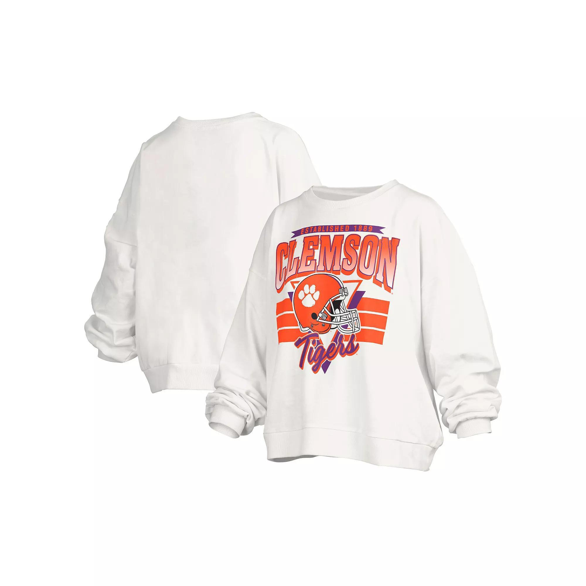 Women's Pressbox White Clemson Tigers Janice Retro Logo Over Product Image