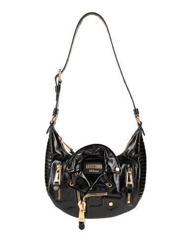 MOSCHINO Logo-plaque Leather Shoulder Bag In Black Product Image