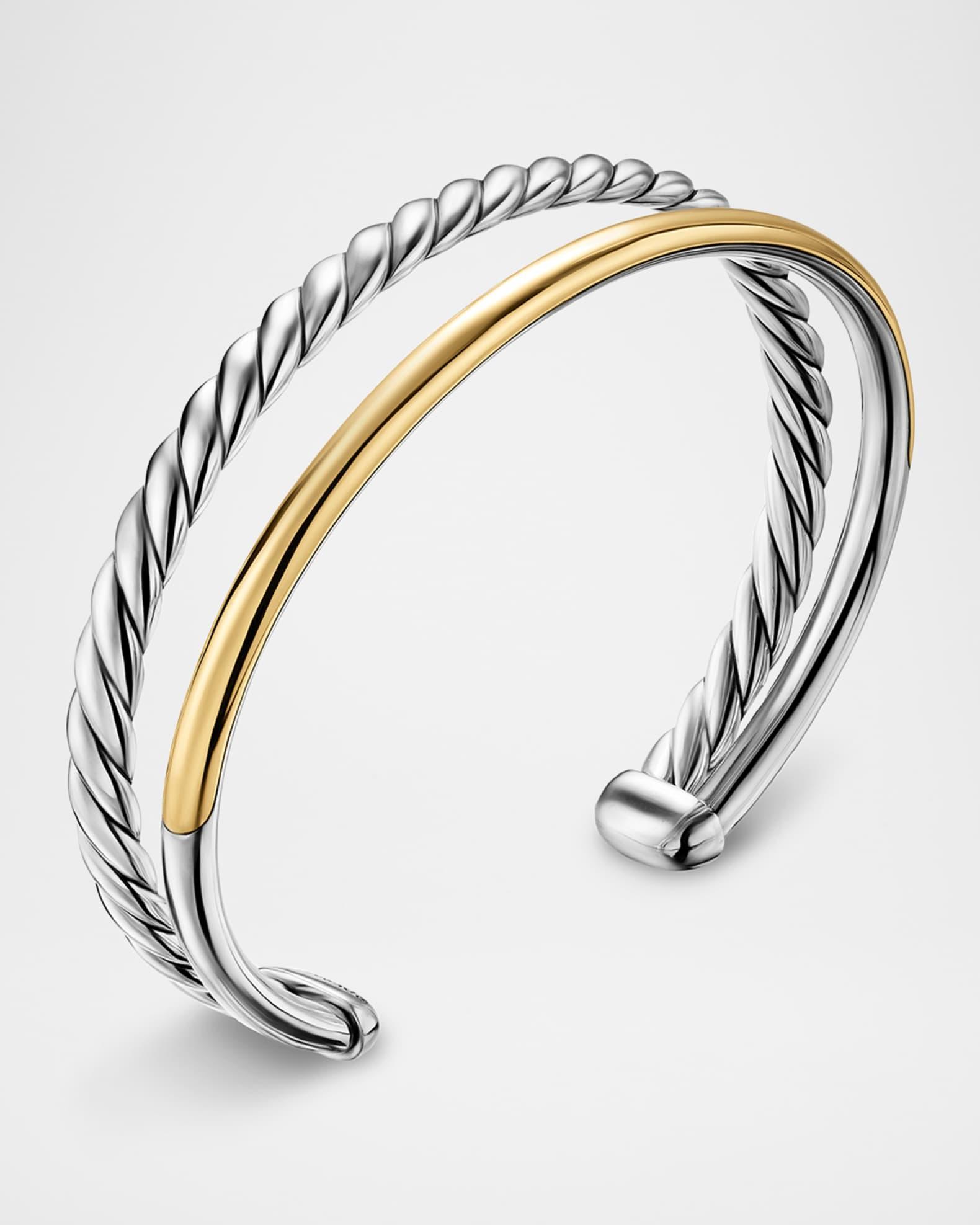DY Mercer 2-Row Bracelet in Silver with 18K Gold Product Image