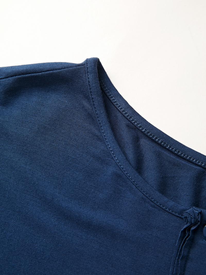 Blue Stripe Print Button Up Oversized Long Sleeve Tee Product Image