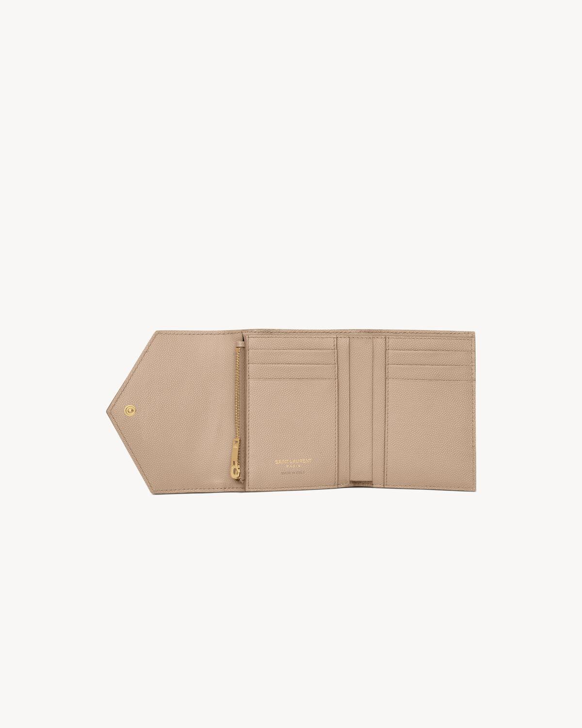 CASSANDRE MATELASSÉ compact tri fold wallet in grain de poudre leather | Saint Laurent | YSL.com Product Image